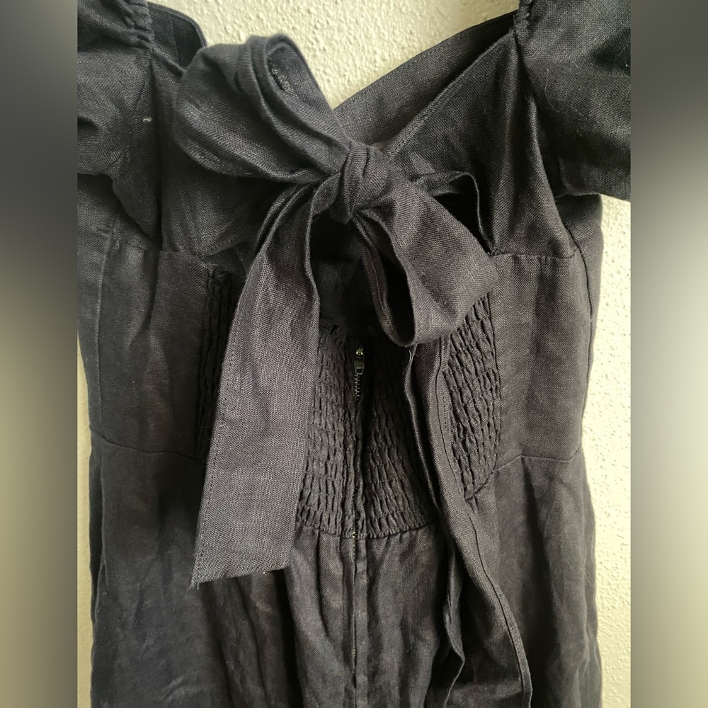 Reformation Black Linen Denver Midi Dress - Picture 3 of 8